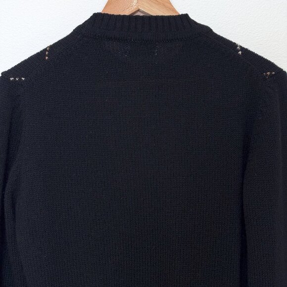 Vintage Brass Plum Black Diamond Knit Shetland Wool Crew Neck Sweater Size Large - Picture 7 of 13